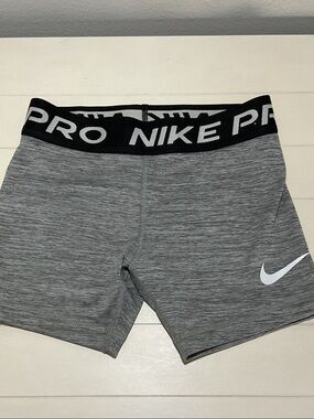 Nike Grey Pro Compression Shorts with White Swoosh